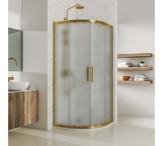 Душевой уголок GuteWetter gwmpkb018r 90x90x200 см, профиль бронзовый, стекло матовое закаленное 6 мм 4698031162369