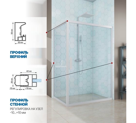 Душевой уголок GuteWetter gwmpkb019r 100x120x200 см, профиль белый матовый, стекло бесцветное закаленное 6 мм 4698031639601