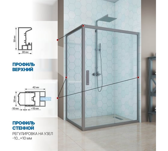 Душевой уголок GuteWetter gwmpkb019r 100x120x200 см, профиль хром матовый, стекло бесцветное закаленное 6 мм 4698031931330