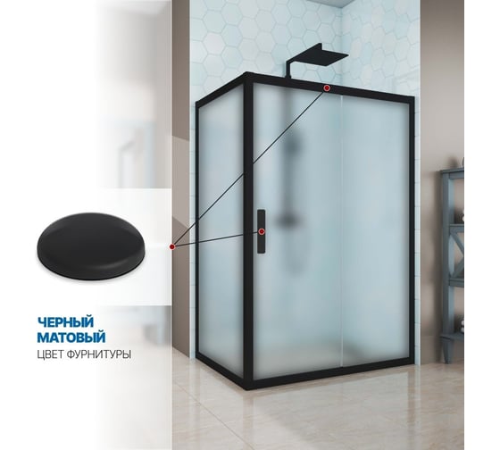 Душевой уголок GuteWetter gwmpkb019r 115x120x200 см, профиль черный матовый, стекло матовое закаленное 6 мм 4698031940806