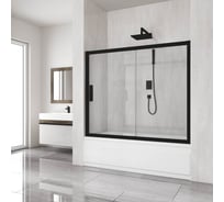 Шторка на ванну GuteWetter gwmpkb019p2 135x150 см, профиль черный матовый, стекло бесцветное закаленное 6 мм 4698031943609