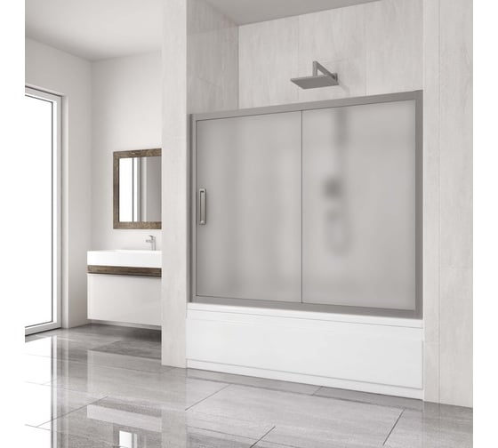 Шторка на ванну GuteWetter gwmpkb019p2 155x150 см, профиль хром матовый, стекло матовое закаленное 6 мм 4698031943319 1