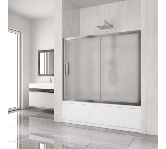 Шторка на ванну GuteWetter gwmpkb019p2 170x150 см, профиль хром блестящий, стекло матовое закаленное 6 мм 4698031943562 1