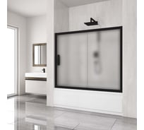 Шторка на ванну GuteWetter gwmpkb019p2 155x150 см, профиль черный матовый, стекло матовое закаленное 6 мм 4698031943753