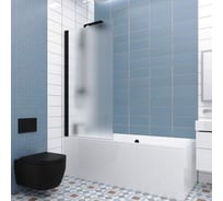 Шторка на ванну GuteWetter gwmpkb020p601n 90x148 см, профиль черный матовый, стекло матовое закаленное 6 мм 4698032454586