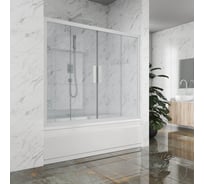 Шторка на ванну GuteWetter gwmpkb019p4 130x150 см, профиль белый матовый, стекло бесцветное закаленное 6 мм 4698031666089