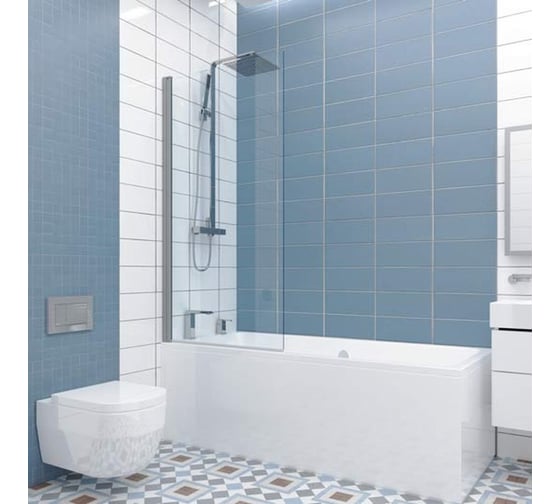 Шторка на ванну GuteWetter gwmplp61asq 80x150 см, профиль хром матовый, стекло бесцветное закаленное 8 мм 4698032465889