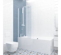 Шторка на ванну GuteWetter gwmplp61asq 90x150 см, профиль белый матовый, стекло бесцветное закаленное 8 мм 4698032466374
