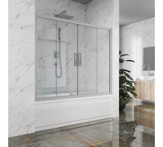 Шторка на ванну GuteWetter gwmpkb019p4 165x150 см, профиль хром матовый, стекло бесцветное закаленное 6 мм 4698031941124 1