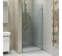 Дверь в душевую нишу GuteWetter gwmplxd001-6-07 85x190 см, профиль золотой металлик, стекло бесцветное закаленное 6 мм, открывание двери правое 4698032749668