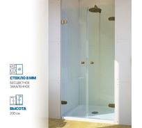 Дверь в душевую нишу GuteWetter gwmplxd002-6-07 100x190 см, профиль золотой гальванический, стекло бесцветное закаленное 6 мм 4698032775629