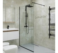 Душевая перегородка GuteWetter gwmpgl010 85x220 см, профиль черный матовый, стекло бесцветное закаленное 10 мм 4698031948185