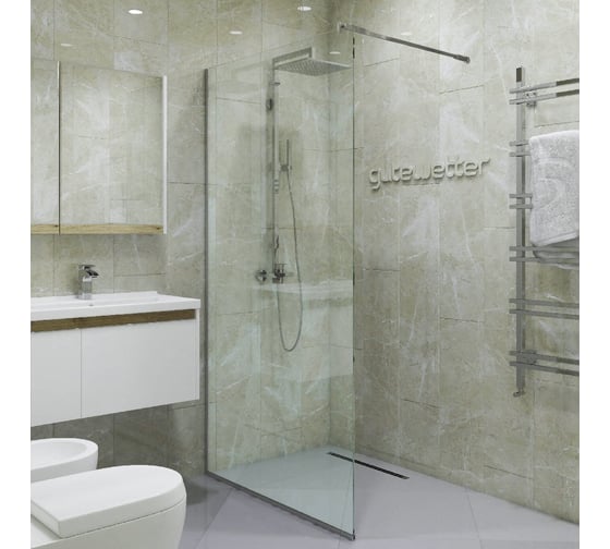 Душевая перегородка GuteWetter gwmpgl010 75x220 см, профиль хром матовый, стекло бесцветное закаленное 10 мм 4698031947836 1