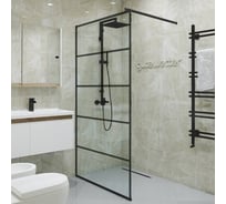 Душевая перегородка GuteWetter gwmpgl018ln 100x220 см, профиль черный матовый, стекло бесцветное закаленное 10 мм 4698031990405