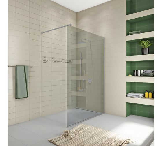 Душевая перегородка GuteWetter gwmpwa8stb 62x198 см, профиль хром матовый, стекло бесцветное закаленное 8 мм 4698032444174 1