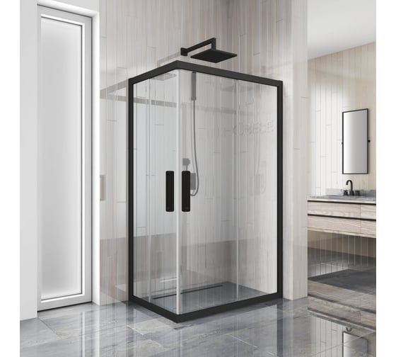 Душевой уголок GuteWetter gwmpkb019rc 90x70x200 см, профиль черный матовый, стекло бесцветное закаленное 6 мм 4698032703592