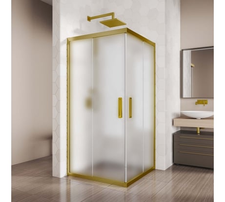 Душевой уголок GuteWetter gwmpkb019sc 90x90x200 см, профиль бронзовый, стекло матовое закаленное 6 мм 4698031176366