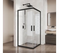 Душевой уголок GuteWetter gwmpkb019sc 80x80x200 см, профиль черный матовый, стекло бесцветное закаленное 6 мм 4698031926695