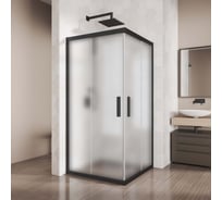 Душевой уголок GuteWetter gwmpkb019sc 75x75x200 см, профиль черный матовый, стекло матовое закаленное 6 мм 4698031926794