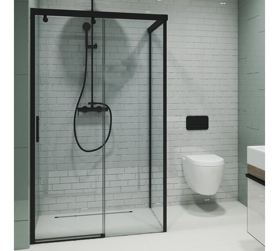 Душевой уголок GuteWetter gwmpslrc863b 110x130x200 см, профиль черный матовый, стекло бесцветное закаленное 8/6 мм 4698032834173