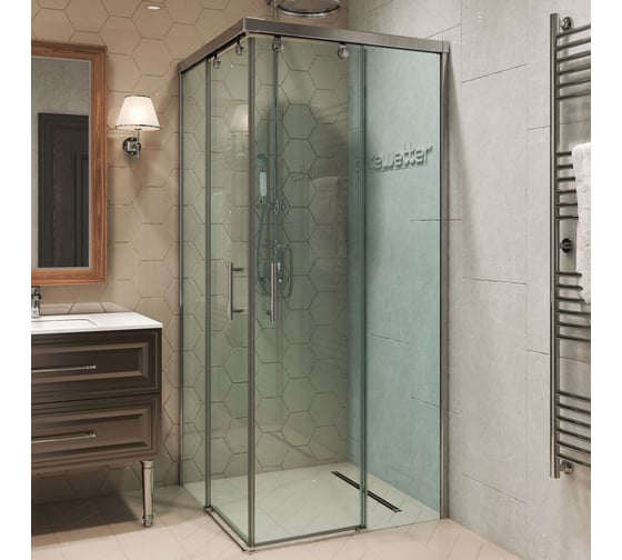 Душевой уголок GuteWetter gwmpslrc864 100x90x200 см, профиль хром блестящий, стекло бесцветное закаленное 8/6 мм 4698032845612