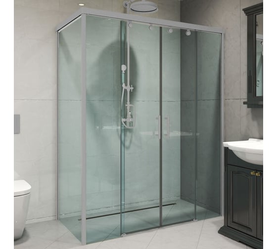 Душевой уголок GuteWetter gwmpslrc865 75x130x200 см, профиль хром матовый, стекло бесцветное закаленное 8/6 мм 4698032860714