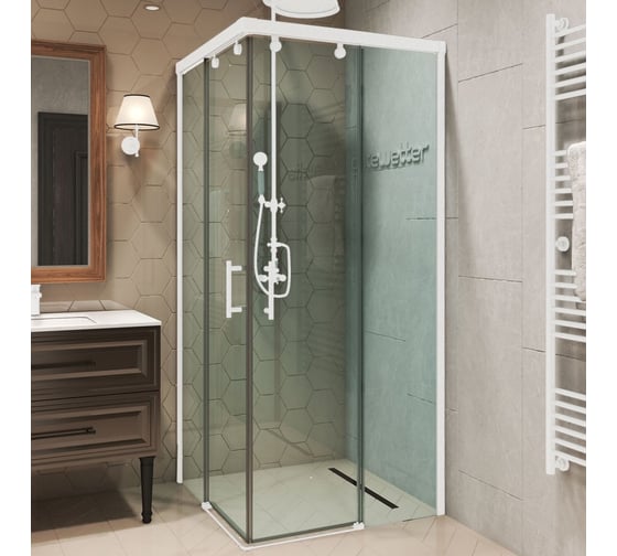 Душевой уголок GuteWetter gwmpslsq864 100x100x200 см, профиль белый матовый, стекло бесцветное закаленное 8/6 мм 4698032907051 1