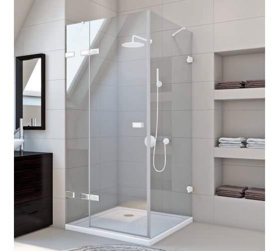 Душевой уголок GuteWetter gwmptrsq863-86 100x100x200 см, профиль белый матовый, стекло бесцветное закаленное 8/6 мм 4698032930714