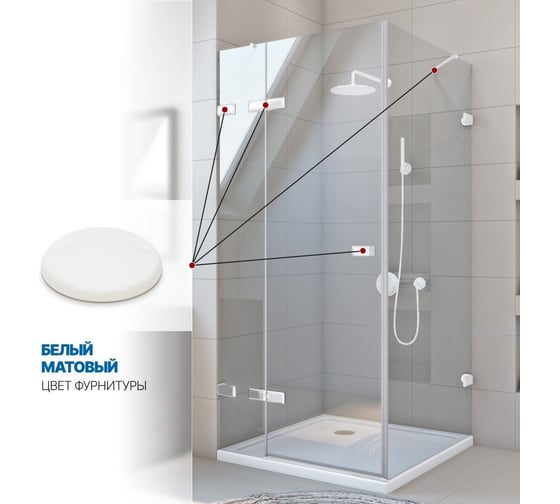 Душевой уголок GuteWetter gwmptrsq863-86 100x100x200 см, профиль белый матовый, стекло бесцветное закаленное 8/6 мм 4698032930714
