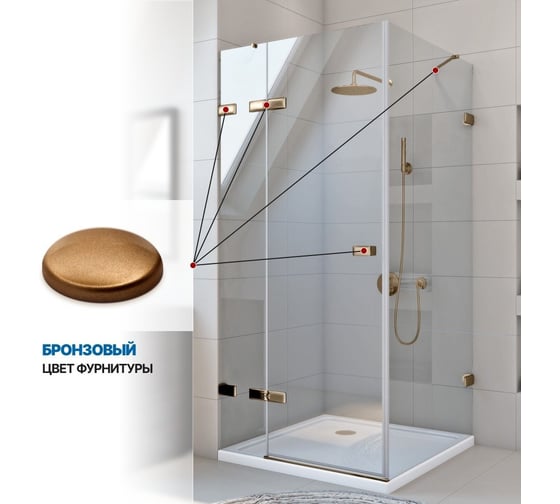 Душевой уголок GuteWetter gwmptrsq863-86 100x100x200 см, профиль бронзовый, стекло бесцветное закаленное 8/6 мм 4698032930837