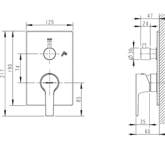 Смеситель для душа Bravat Prolate P69219CP-2-ENG 00-00031322