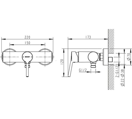 Смеситель для душа Bravat Palace F9172217CP-01-RUS 00-00021221