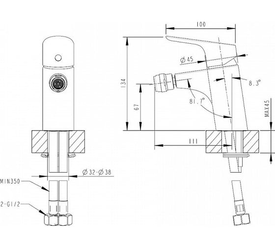 Смеситель для биде Bravat Art F375109U 00-00009641