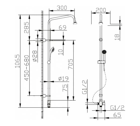 Душевая стойка Bravat Fit D283CP-2A-RUS 00-00021208