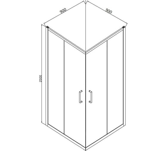 Душевой уголок Bravat Line без поддона, две раздвижные двери, 90x90x200 см BS090.2202A 00-00248783