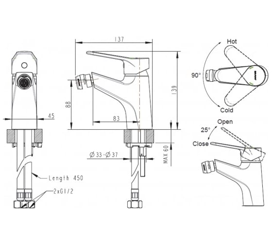 Смеситель для биде Bravat ECO F3111147C 00-00004734