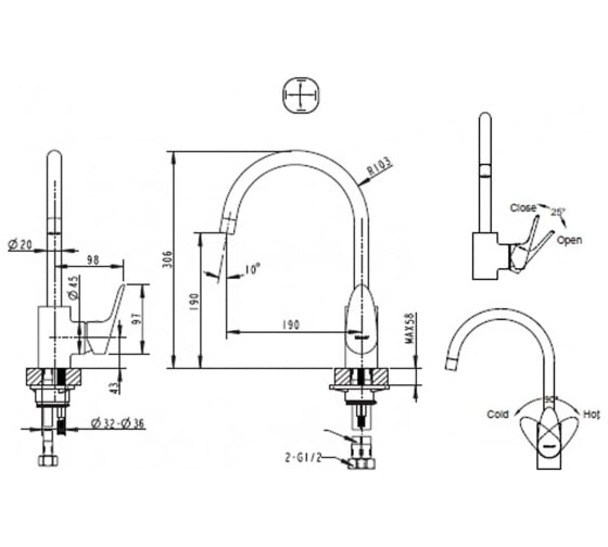 Смеситель для кухни Bravat Drop F74898C-1A 00-00023190