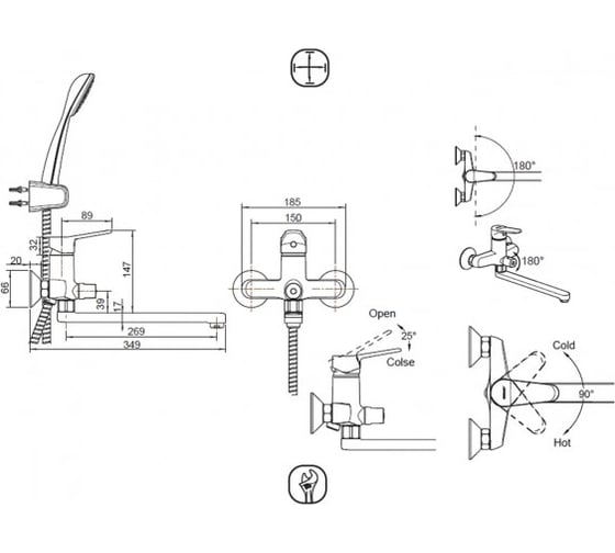 Универсальный смеситель Bravat Eco F6111147C-LB 00-00009222