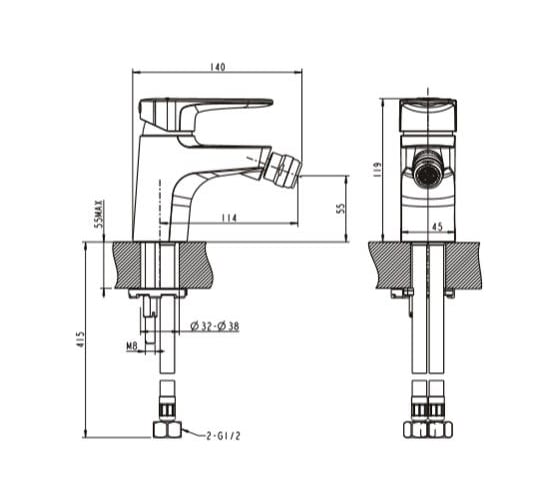 Смеситель для биде Bravat Eler F3239218CP-1-RUS 00-00003394