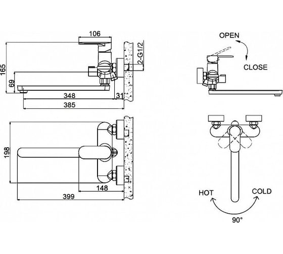 Универсальный смеситель Bravat Opal F6125183CP-02L 00-00004046