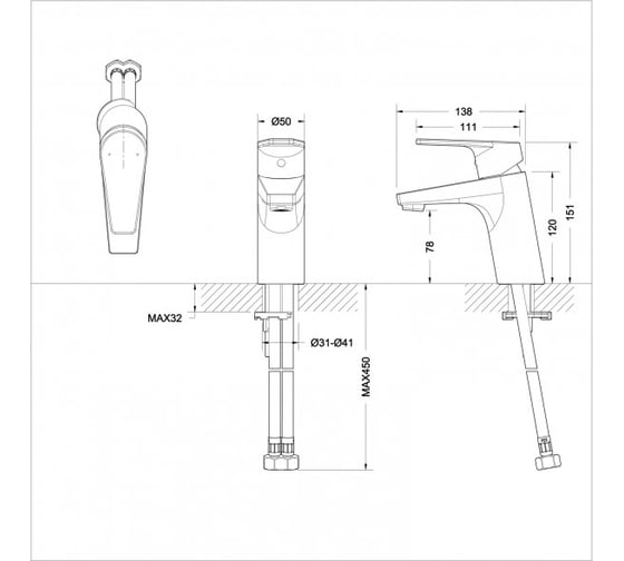 Смеситель Bravat Line F15299C-1 для раковины 00-00003434
