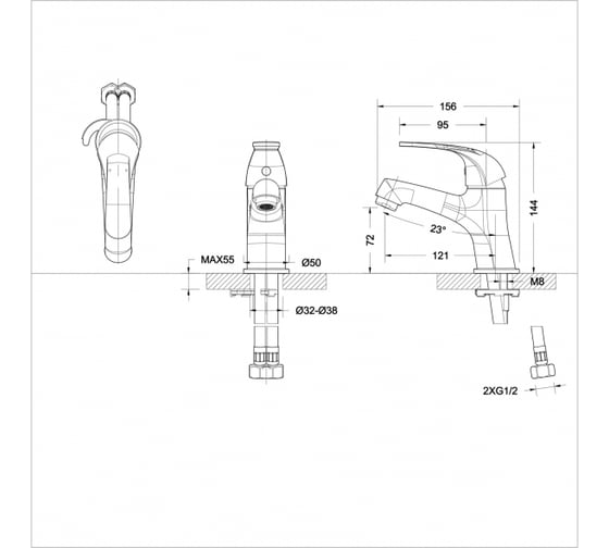 Смеситель для раковины Bravat Fit F1135188CP-RUS 00-00009674