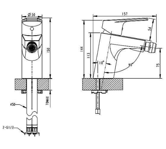 Смеситель для биде Bravat Line F35299C-1 00-00023180
