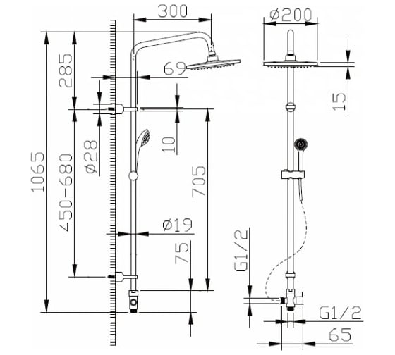 Душевая стойка Bravat Fit D283CP-2-RUS 00-00003160