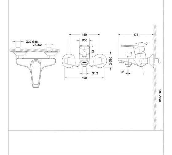 Смеситель для ванны с душем Bravat Line F65299C-B-RUS 00-00009226