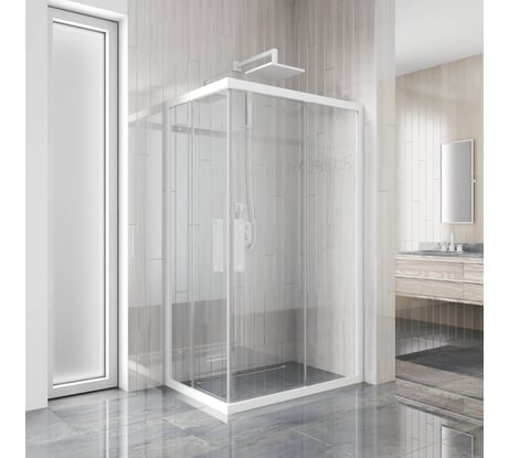 Душевой уголок GuteWetter gwmpkb019rc 100x85x200 см, профиль белый матовый, стекло бесцветное закаленное 6 мм 4698032704711