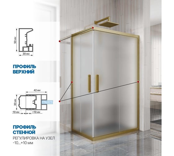Душевой уголок GuteWetter gwmpkb019rc 100x90x200 см, профиль бронзовый, стекло матовое закаленное 6 мм 4698032704841
