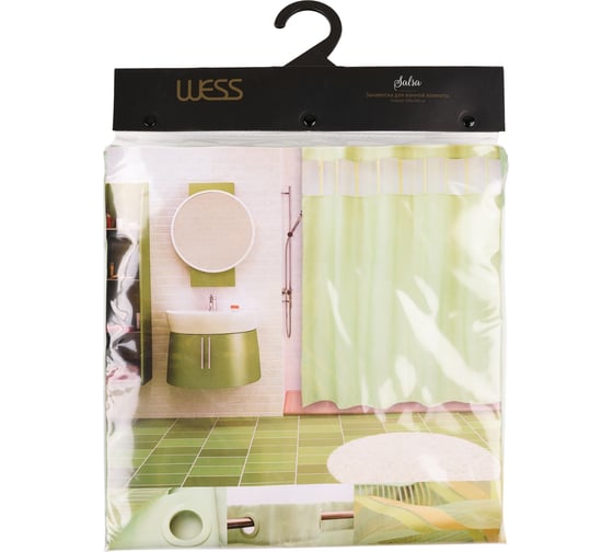 Занавеска (штора) для ванной комнаты WESS Salsa тканевая, 200x200 см, green T584-5