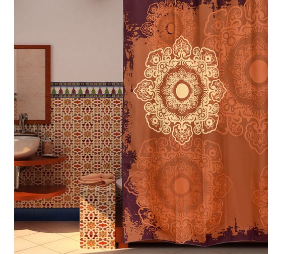 Занавеска (штора) для ванной комнаты WESS Meknes тканевая, 180x200 см T537-6
