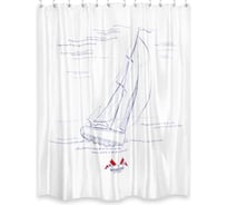 Занавеска (штора) Moroshka Maritime blue, для ванной комнаты, тканевая, 200х200 см xx006-69